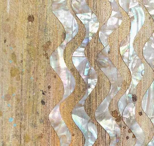 Gold and Silver Chevron Panel in White Frame, 95 x 130 cm — detail