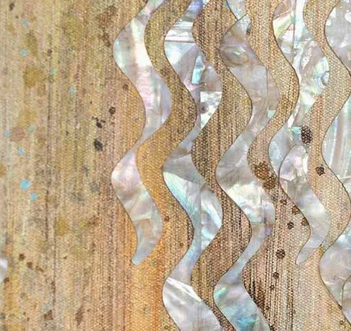 Gold and Silver Chevron Panel in White Frame, 95 x 130 cm — detail