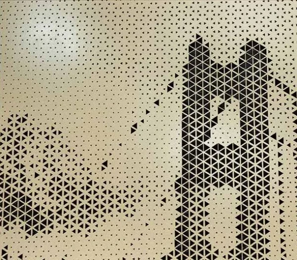 Tall Mountain and Bridge Ink Panel, 120 x 240 cm in slate — detail