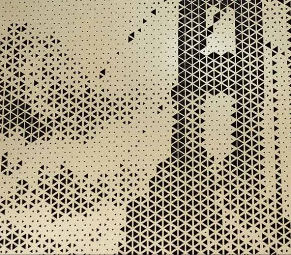 Tall Mountain and Bridge Ink Panel, 120 x 240 cm in slate — detail