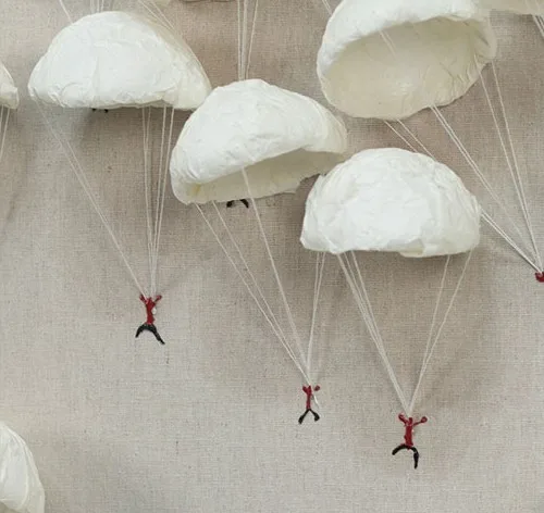 White Mushroom Cluster Relief, 100 x 150 cm in ivory — detail