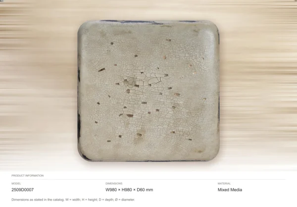 Cream Speckled Glazed Slab with Blue Edge, 98 x 98 cm in oatmeal — dimensions