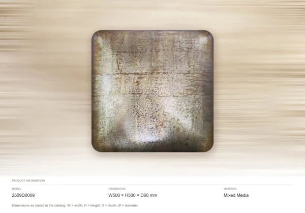 Silver Patina Glazed Slab, 50 x 50 cm in silver — dimensions