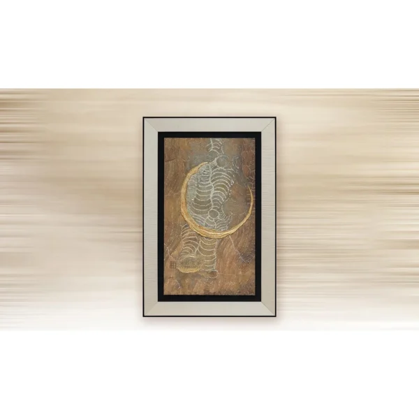 Fossil Fish Relief in Black and Cream Frame, 80 x 120 cm — in a room setting