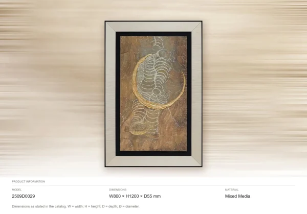Fossil Fish Relief in Black and Cream Frame, 80 x 120 cm — dimensions