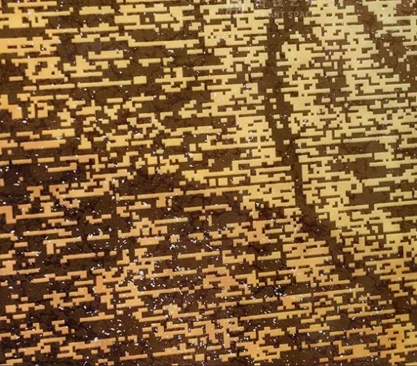 Bronze Mosaic Panel with Gold Serpent Line, 80 x 120 cm in bronze — detail