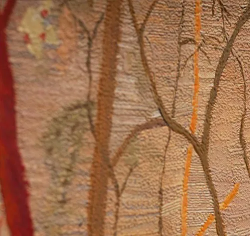 Red Tree Forest Painting in Bronze Frame, 80 x 120 cm — detail