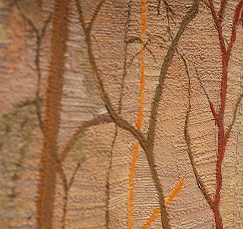 Red Tree Forest Painting in Bronze Frame, 80 x 120 cm — detail
