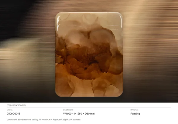 Amber Ink Bloom Glazed Slab, 100 x 125 cm in rust — dimensions