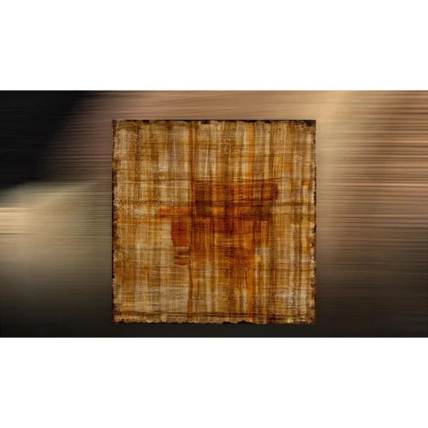 Rust Plaid Textured Panel, 80 x 80 cm in rust — in a room setting