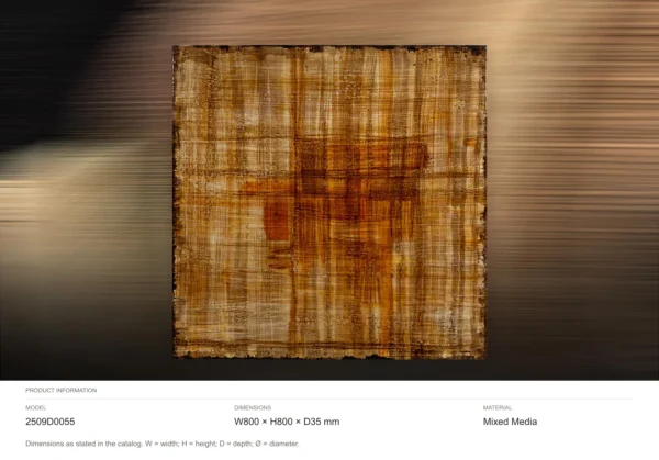 Rust Plaid Textured Panel, 80 x 80 cm in rust — dimensions