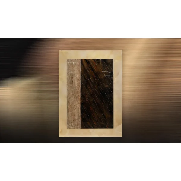 Brown Rain Panel in Onyx-Look Border, 110 x 150 cm — in a room setting