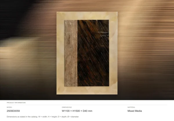 Brown Rain Panel in Onyx-Look Border, 110 x 150 cm — dimensions