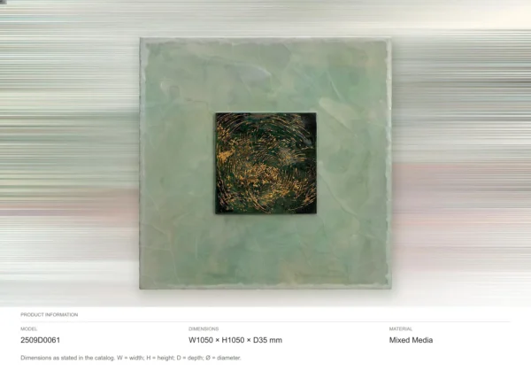 Dark Mosaic Square in Mint Marble Border, 105 x 105 cm — dimensions