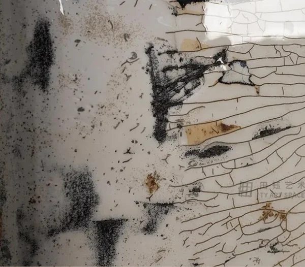 Tall Weathered Cream Glazed Slab in oatmeal — detail