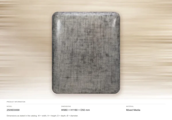 Grey Linen Weave Glazed Slab, 98 x 118 cm in slate — dimensions