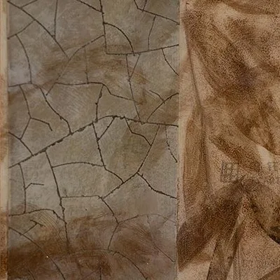 Bamboo Leaf Glazed Slab in Tan with Grey Band, 100 x 100 cm — detail