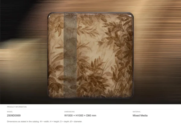 Bamboo Leaf Glazed Slab in Tan with Grey Band, 100 x 100 cm — dimensions