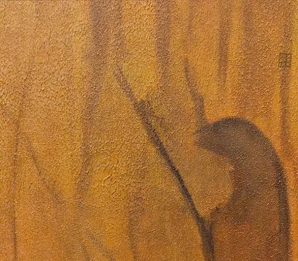 Amber Wood Grain Painting in Black Frame, 120 x 140 cm — detail