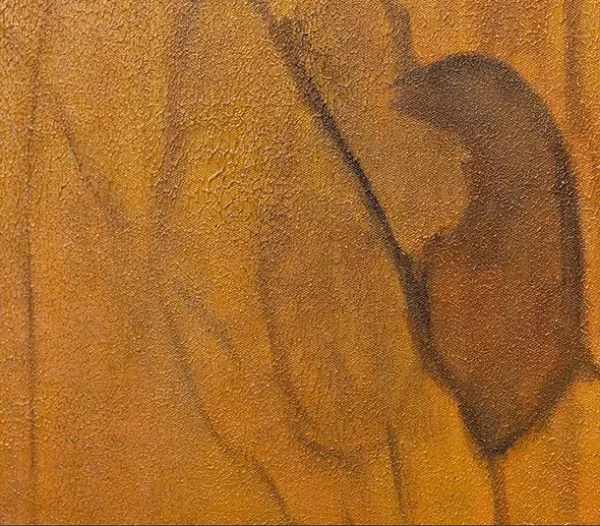 Amber Wood Grain Painting in Black Frame, 120 x 140 cm — detail