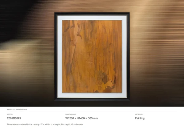 Amber Wood Grain Painting in Black Frame, 120 x 140 cm — dimensions