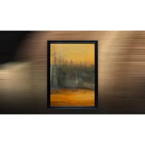 Golden Forest Reflection Painting in brushed brass — in a room setting