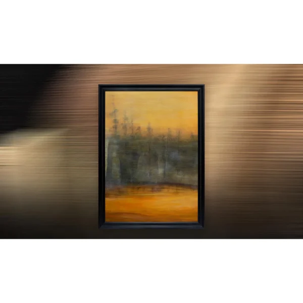 Golden Forest Reflection Painting in brushed brass — in a room setting