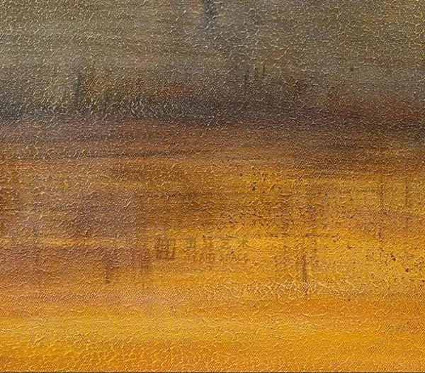 Golden Forest Reflection Painting in brushed brass — detail
