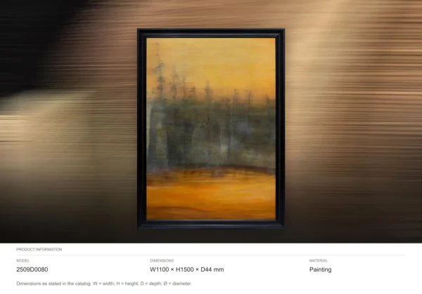 Golden Forest Reflection Painting in brushed brass — dimensions