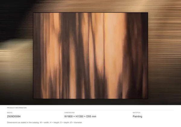 Wide Amber Streak Wash Painting, 180 x 135 cm in rust — dimensions