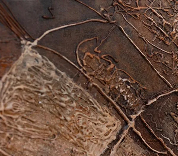 Wide Copper Leaf Abstract in Black Frame, 220 x 100 cm — detail