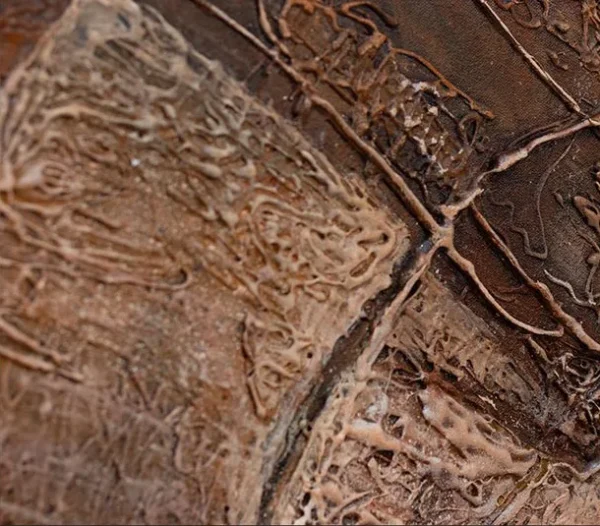 Wide Copper Leaf Abstract in Black Frame, 220 x 100 cm — detail