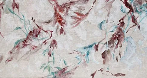 Autumn Leaf Branch Painting in Grey Frame, 105 x 130 cm — detail