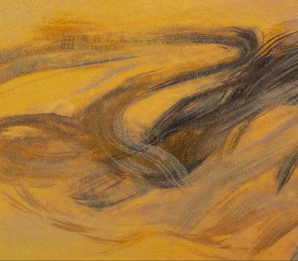 Orange Grass Wind Painting in Black Frame, 140 x 140 cm — detail