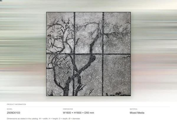 Tree Silhouette Mosaic Grid Panel, 160 x 160 cm in slate — dimensions