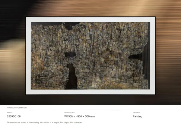 Wide Bark Texture Painting in Black Frame, 150 x 90 cm — dimensions