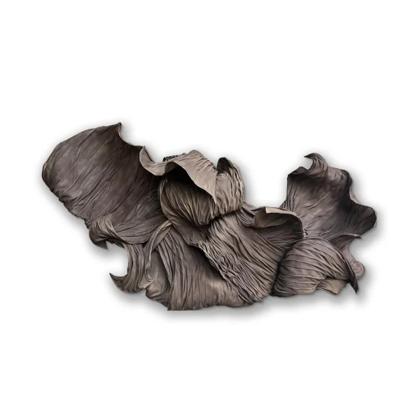 Charcoal Draped Fabric Wall Sculpture, 180 x 100 cm in black — in a room setting