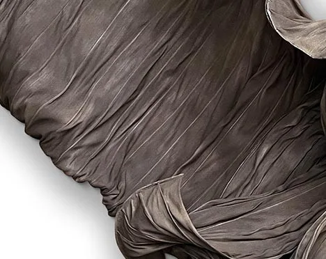 Charcoal Draped Fabric Wall Sculpture, 180 x 100 cm in black — detail