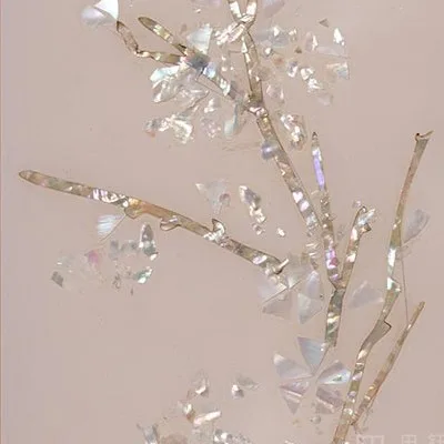 Gold Blossom on Blush Sky Panel, Sparse, 85 x 100 cm in rose stone — detail