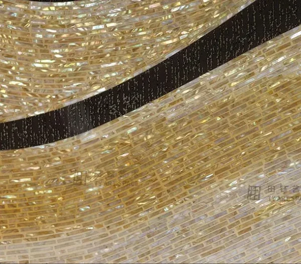 Gold and Black Wave Panel, 72 x 70 cm in brushed brass — detail