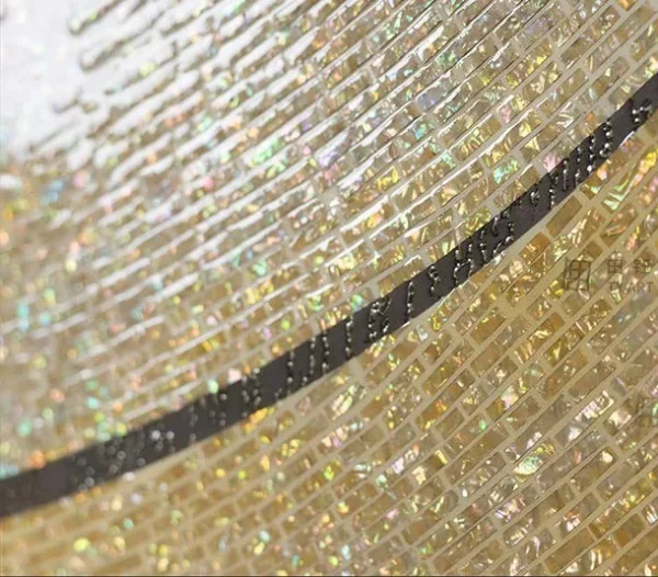 Gold and Black Wave Panel, Third, 72 x 70 cm in brushed brass — detail