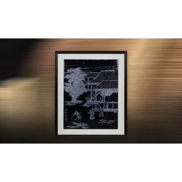 Mother of Pearl Pavilion Scene in black — in a room setting
