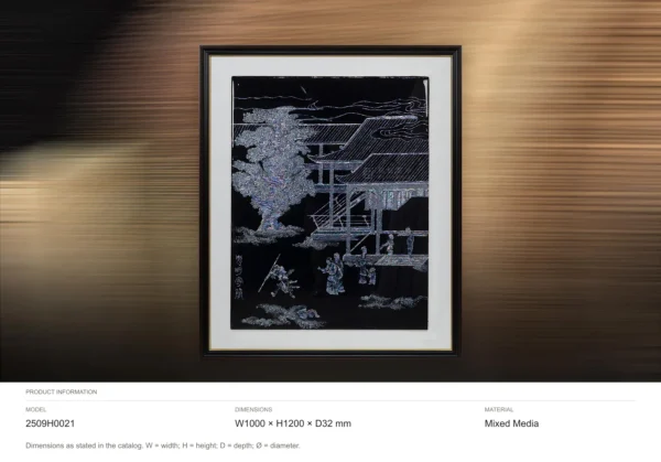 Mother of Pearl Pavilion Scene in black — dimensions