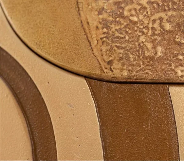 Tan and Brown Geometric Relief in Black Frame, 120 x 150 cm — detail
