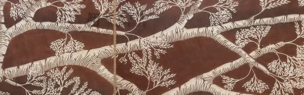 Panoramic Branch Relief in Rust and White, 454 x 80 cm — detail