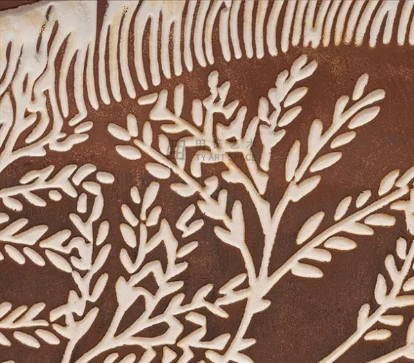 Wide Branch Relief in Rust and White, Second, 150 x 80 cm — detail
