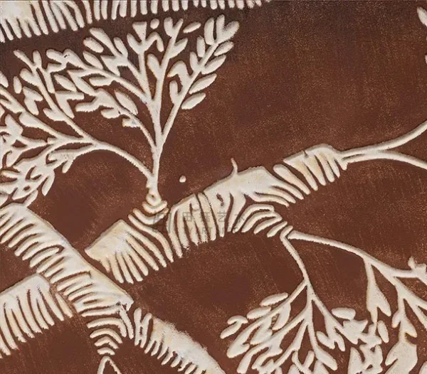 Wide Branch Relief in Rust and White, Third, 150 x 80 cm — detail