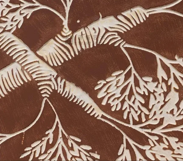 Wide Branch Relief in Rust and White, Third, 150 x 80 cm — detail