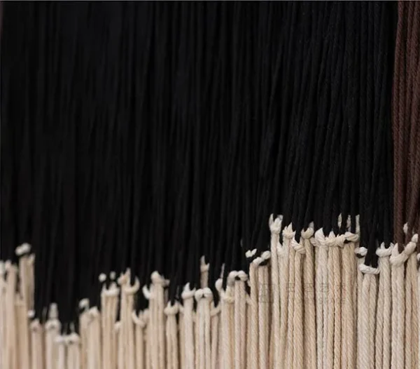 Fringed Fibre Wall Hanging in sand — detail