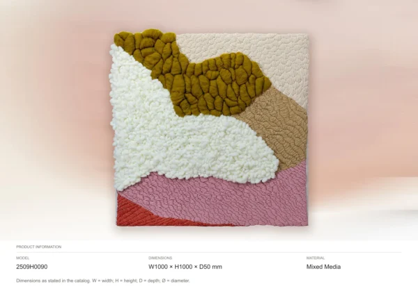 Tufted Landscape Textile Art in olive — dimensions